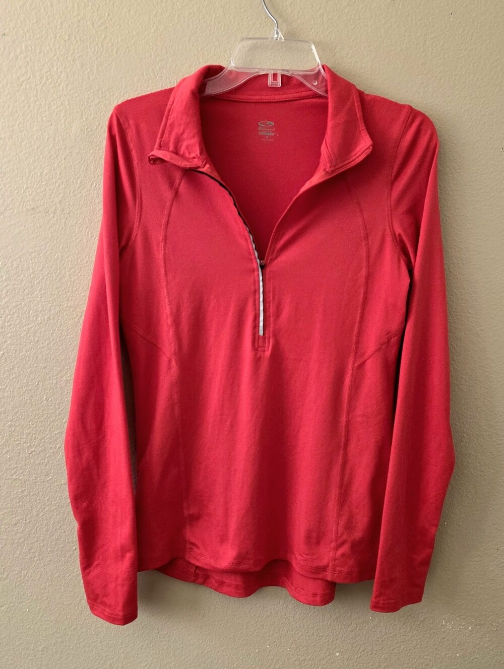 Champion DuoDry Red Quarter Zip Athletic Long Sleeve Top - Size Small